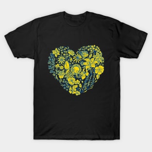 Heart of Flowers for Ukraine (Yellow and Blue) T-Shirt